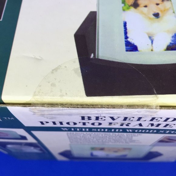 Beveled Glass Photo Frame Coasters 4 With Solid Wood Storage Rack 2" x 3" Photo - Picture 7 of 8